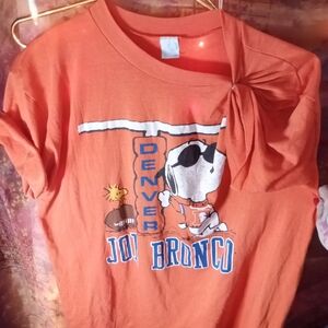 Rare Vintage Collectible Orange "Joe Cool" Snoopy Broncos Tee by Artex